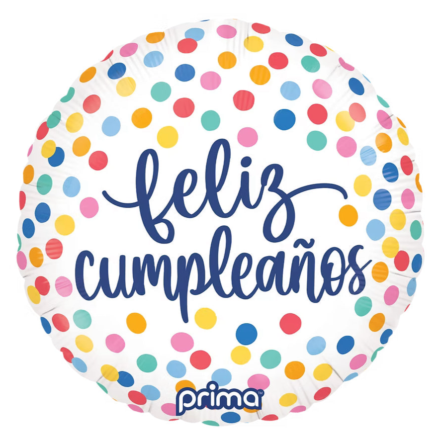 PRIMA 18” Round Feliz Cumpleaños Confetti